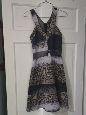 knee length dresses for ladies JS Jessica Simpson Yasmin Ruffle Wrap Dress in Multi Celestial Patchwork